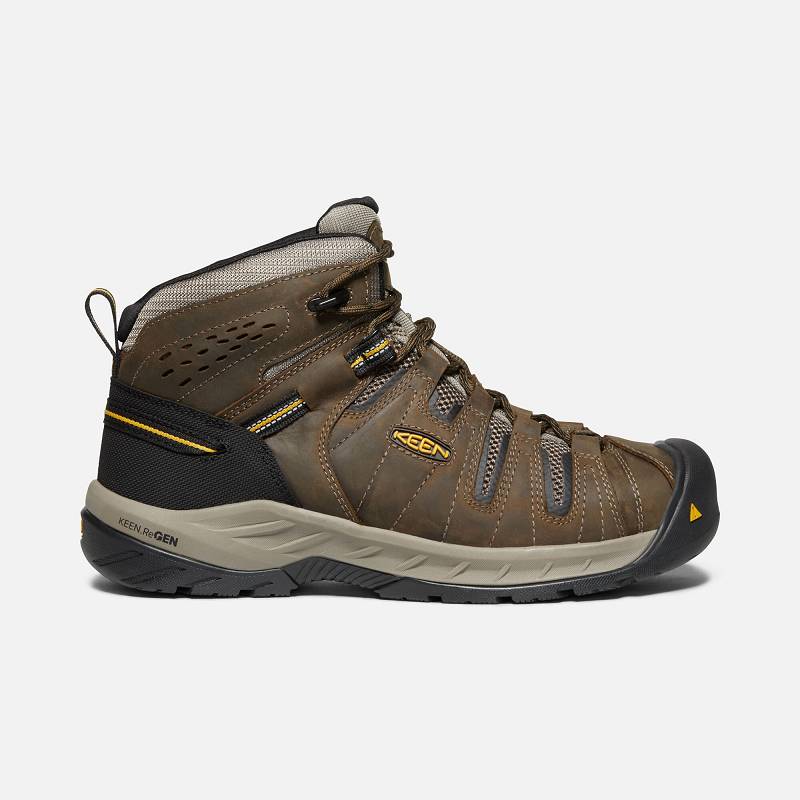 Keen Flint II Steel Toe Arbeitsschuhe Herren DE-97265 Cascade Brown/Golden Rod - Keen Herrenschuhe B